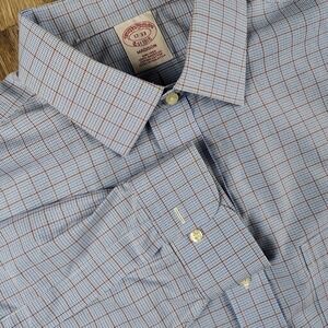 Brooks Brothers Madison Fit Blue Plaid Button Up Long Sleeve Shirt Size 17-33
